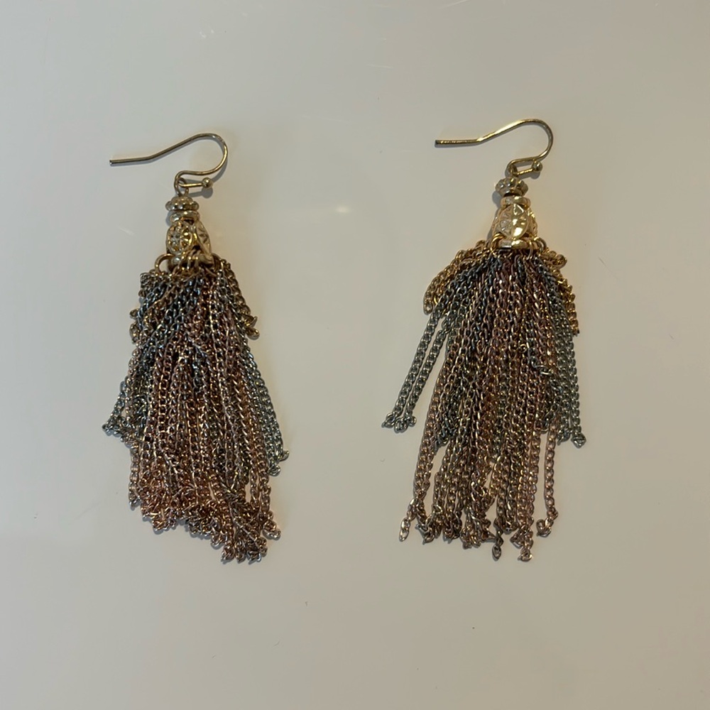 Mixed Metal Chain Drop Earrings